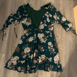 modest floral green dress